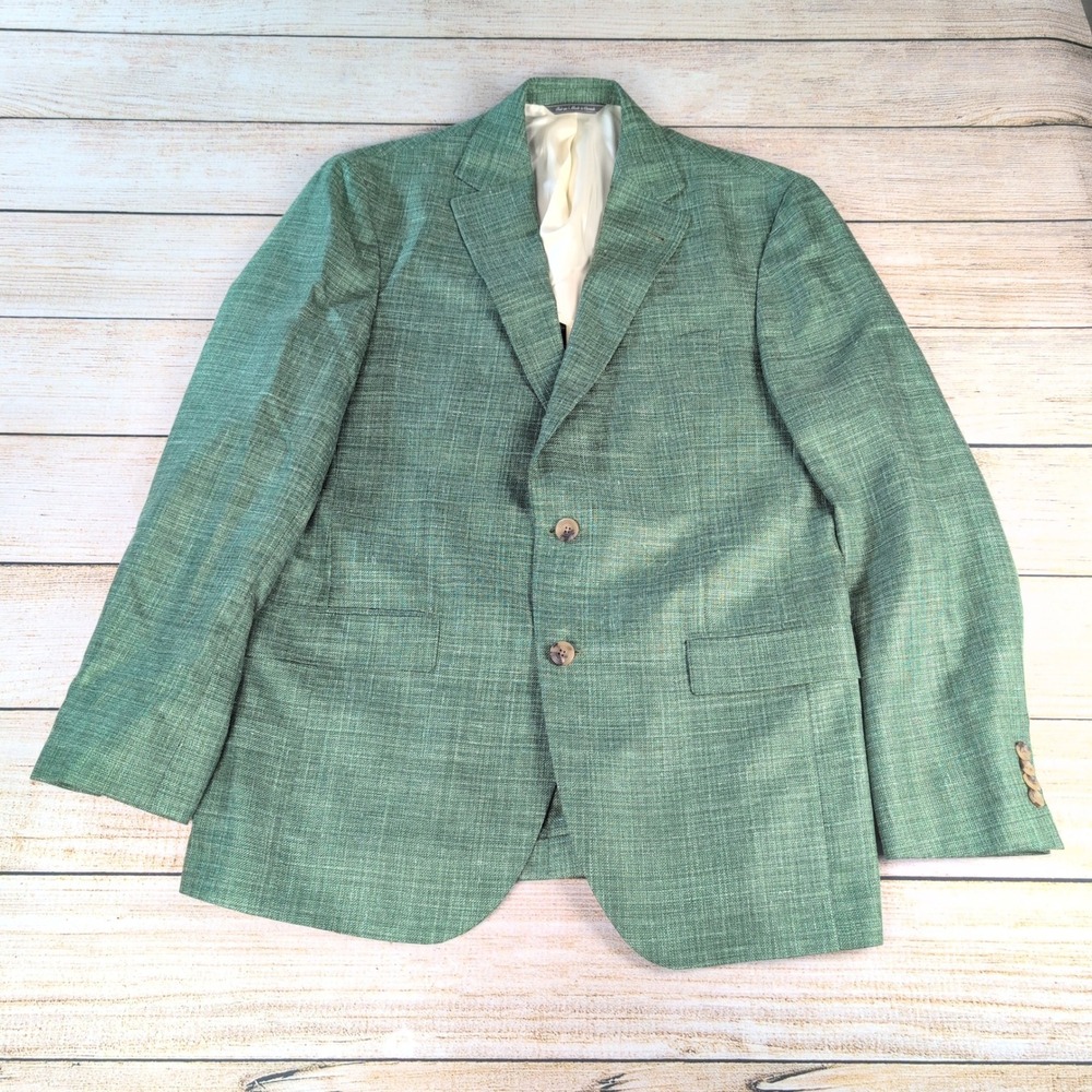 Jack Victor Loro Piana Green Wool Silk Linen Sport Coat Blazer Mens 42R